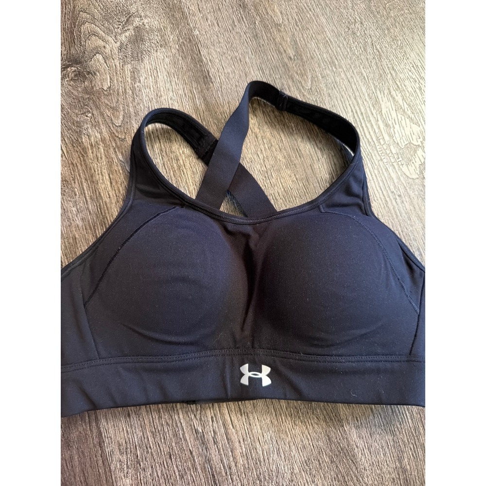 Under Armour Womens High Impact Molded Cup Sports Bra Black XS Adjustable Straps
